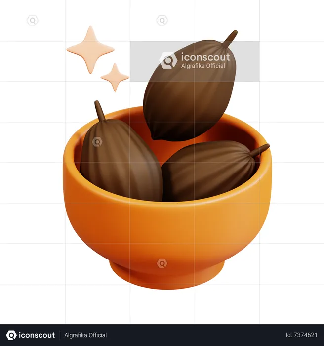 Les fèves de cacao  3D Icon