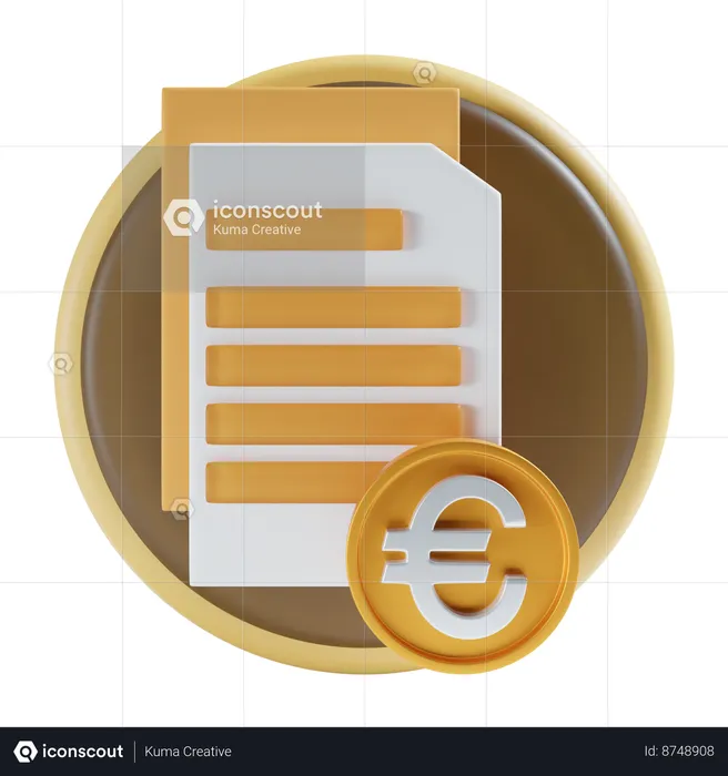 Dossier de paiement en euros  3D Icon