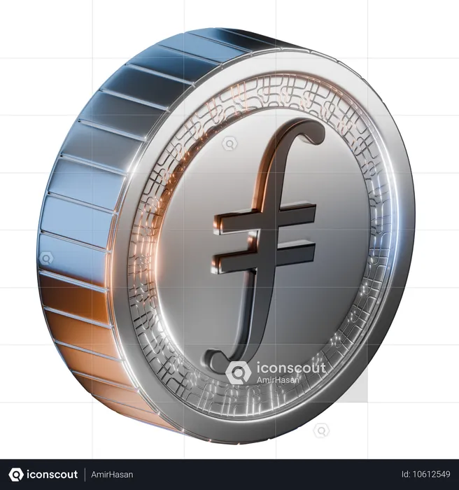 Pièce de monnaie filecoin  3D Icon