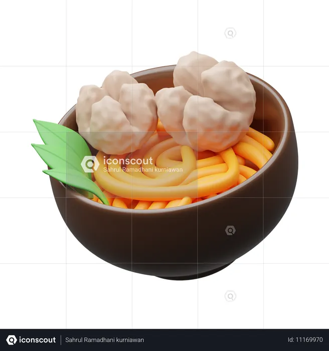 Fideos y albóndigas  3D Icon