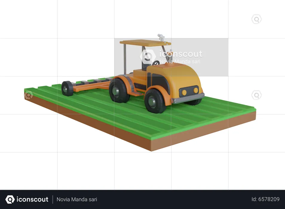 Field Tractor  3D Illustration