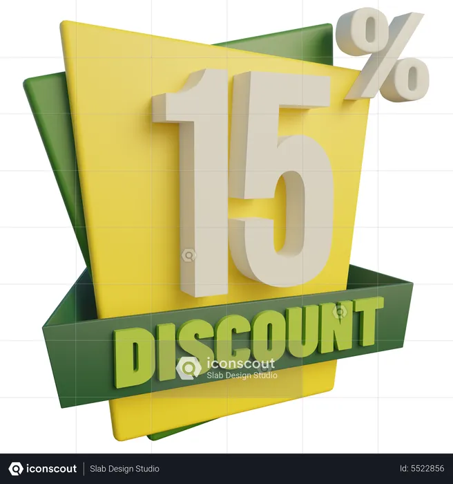 Fifteen Percent Discount  3D Icon