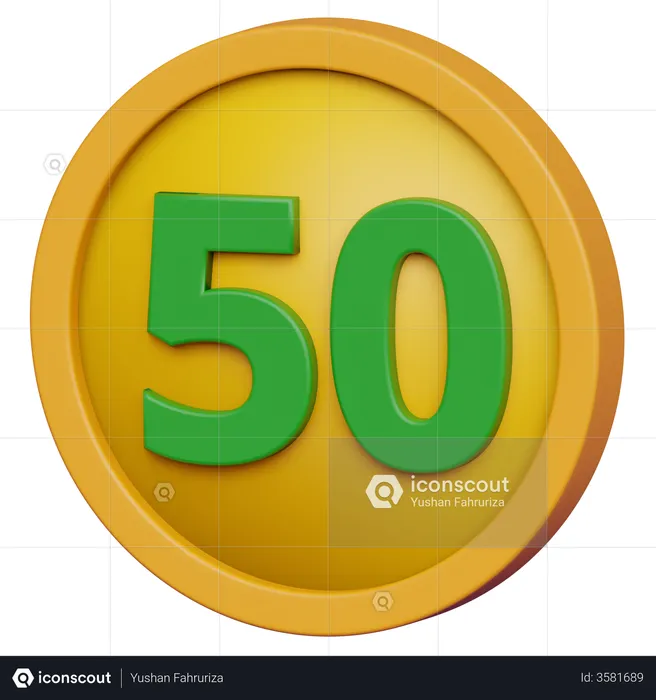 Fifty Coin  3D Icon