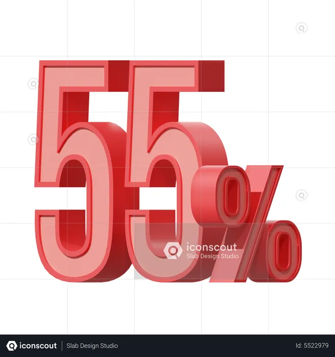 Fifty Five Percent 3D Icon download in PNG, OBJ or Blend format