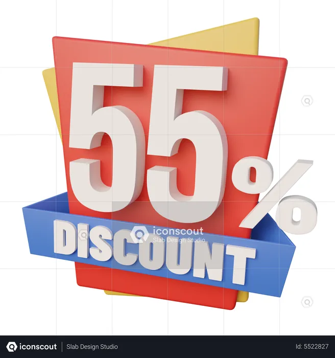 Fifty Five Percent Discount  3D Icon