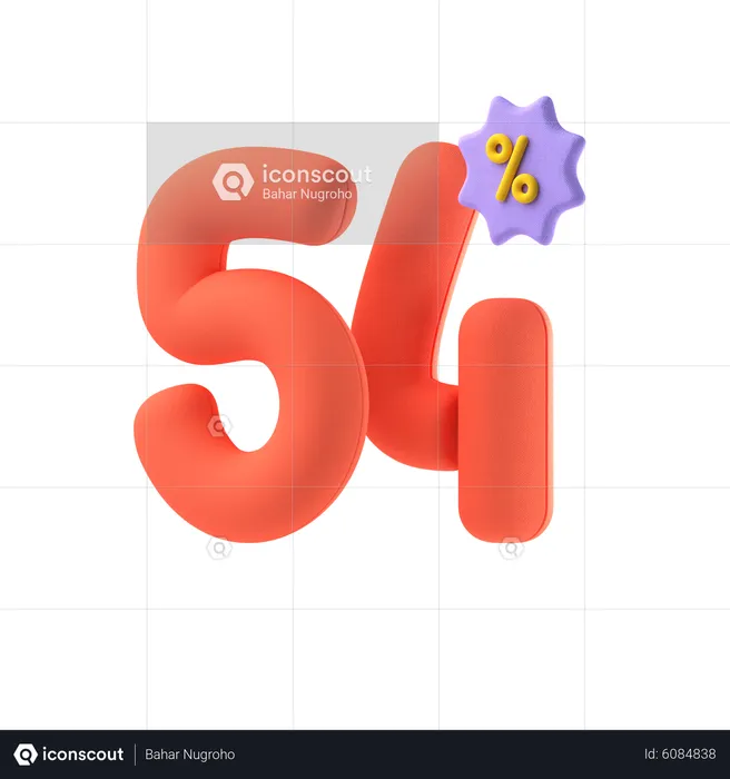 Fifty Four Percent Discount  3D Icon