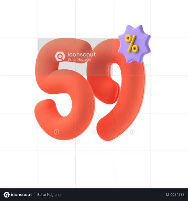 Fifty Nine Percent Discount  3D Icon