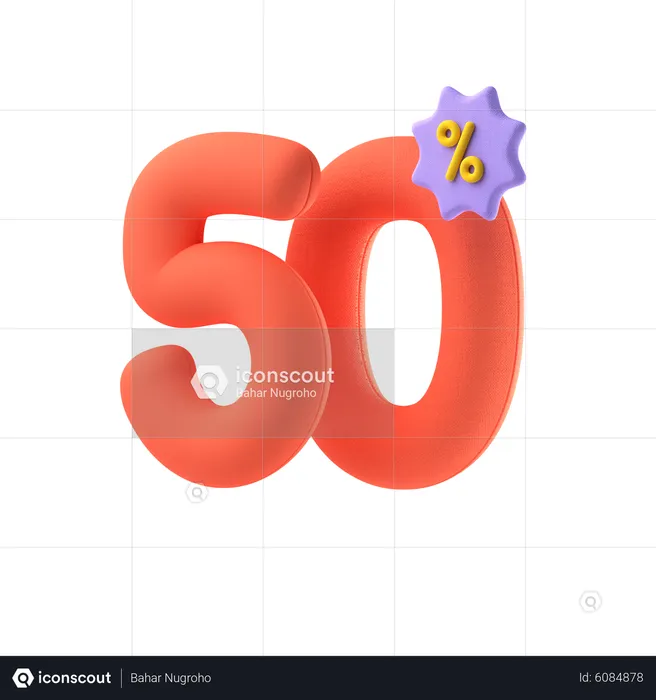 Fifty Percent Discount  3D Icon