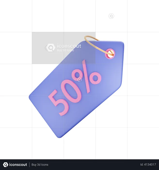 Fifty Percentage tag  3D Illustration