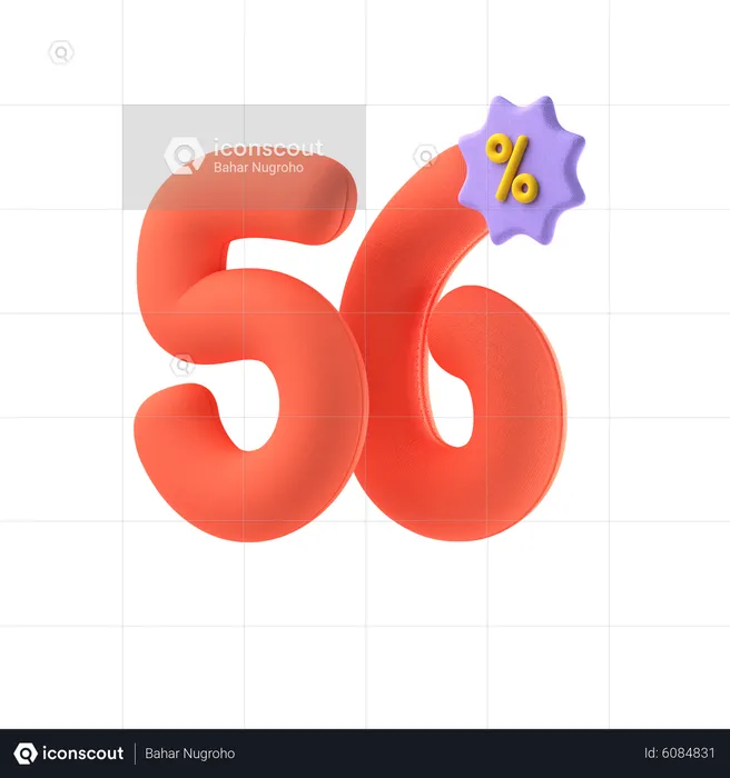Fifty Six Percent Discount  3D Icon