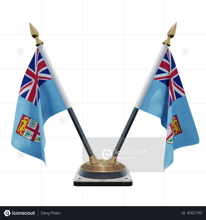 Fiji Double Desk Flag Stand Flag 3D Flag