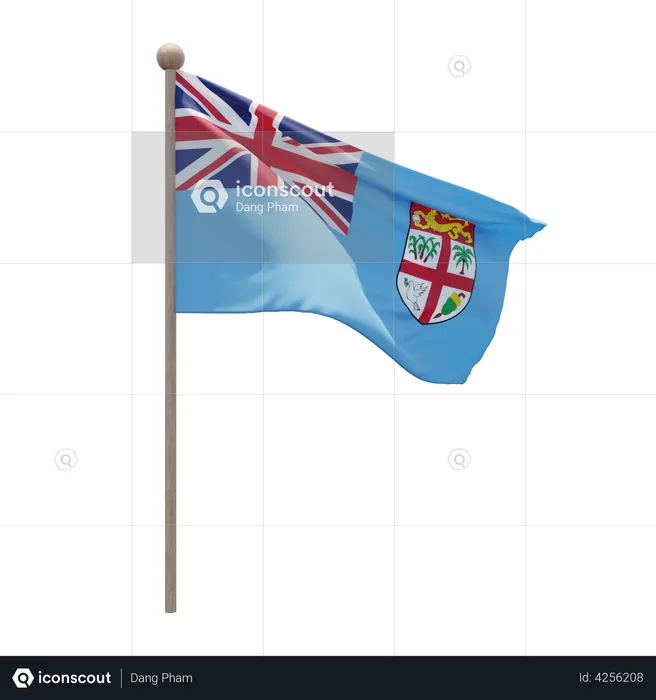 Fiji Flagpole Flag 3D Illustration