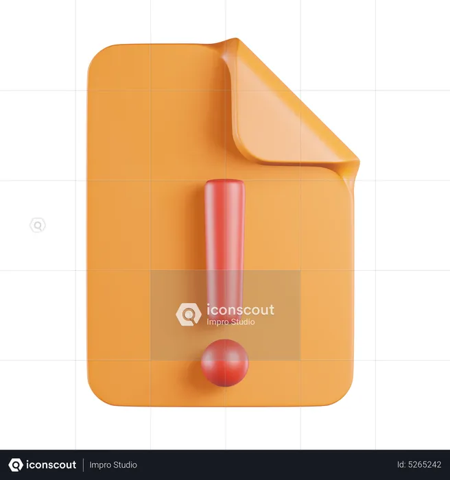 File Exclamation Sign  3D Icon