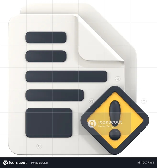 File With Attention Sign  3D Icon