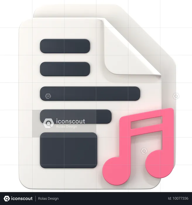 File With Music Sign  3D Icon