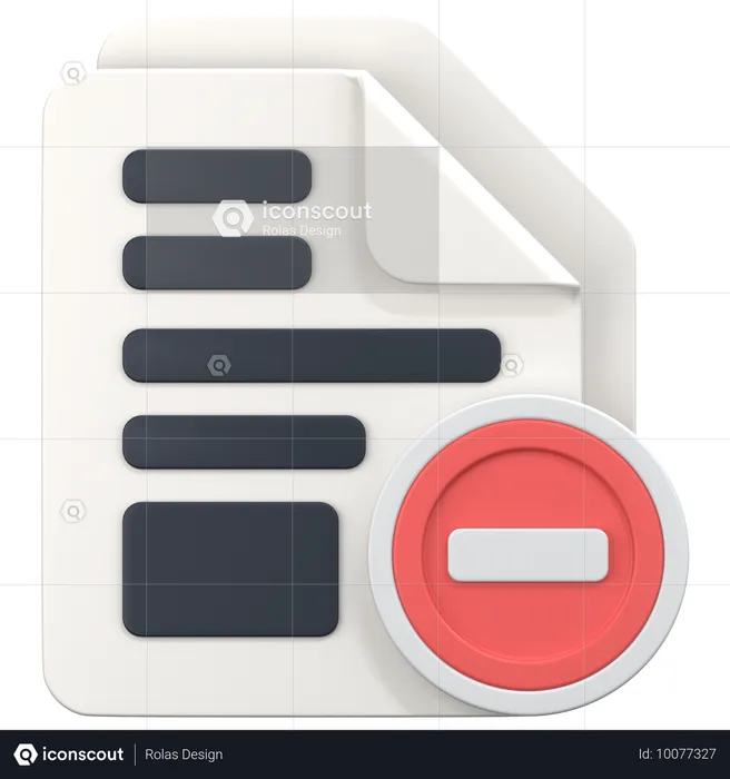 File With Remove Sign  3D Icon