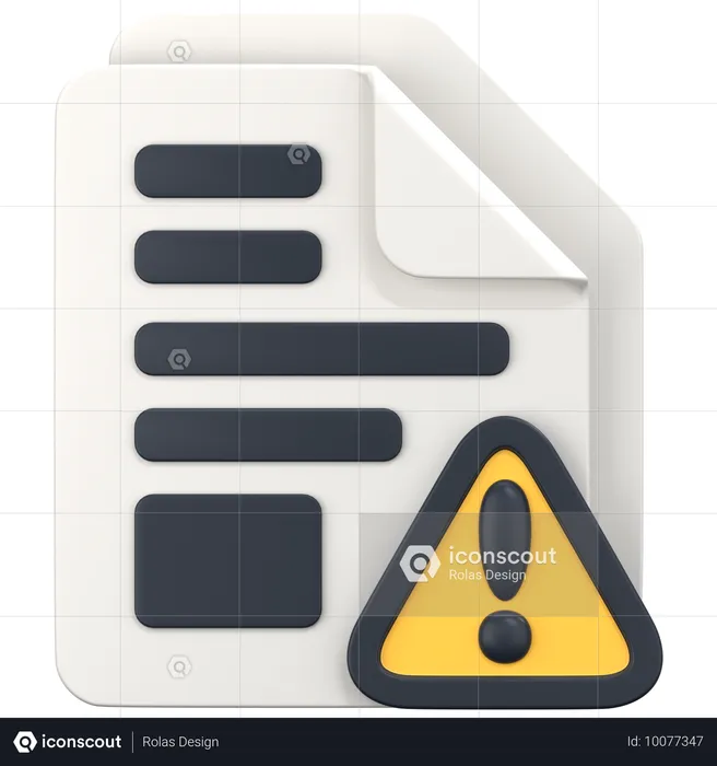 File With Scam Warning Sign  3D Icon