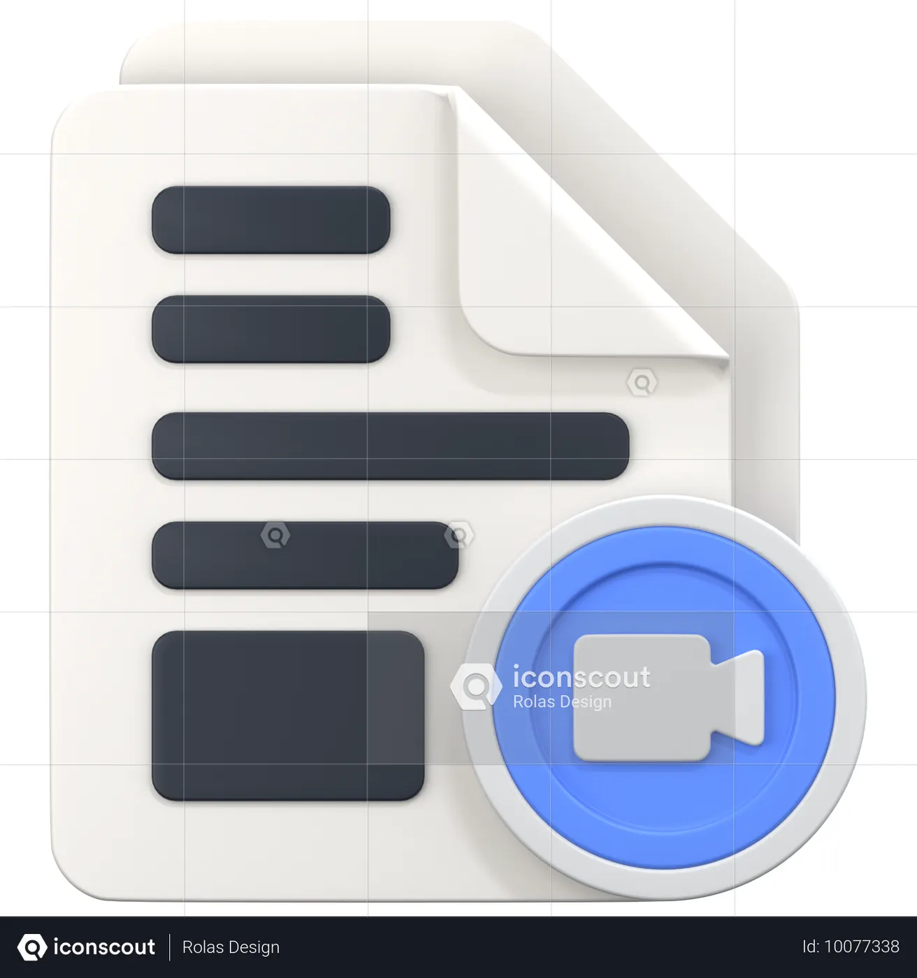 File With Video Recorder Sign 3D Icon Free Download Files & Folders