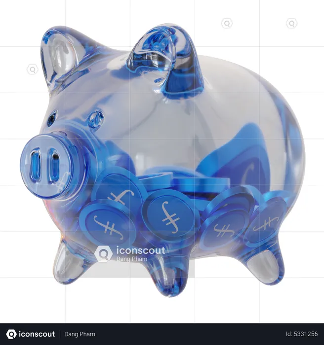 Filecoin (FIL) Clear Glass Piggy Bank  3D Icon