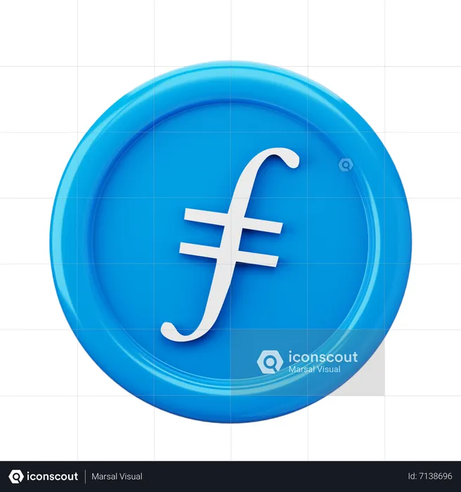 Filecoin FIL Coin  3D Icon