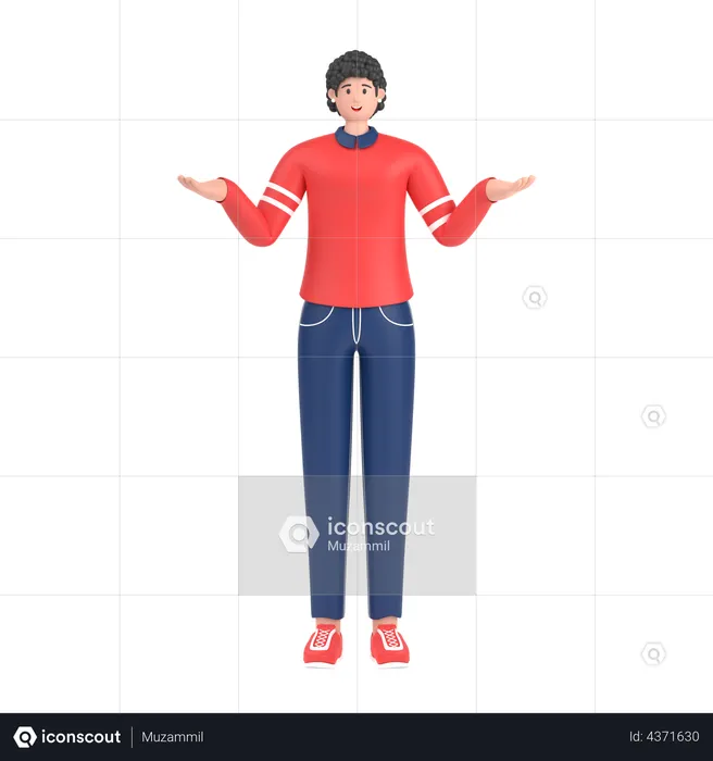 Fille donnant une pose confuse  3D Illustration