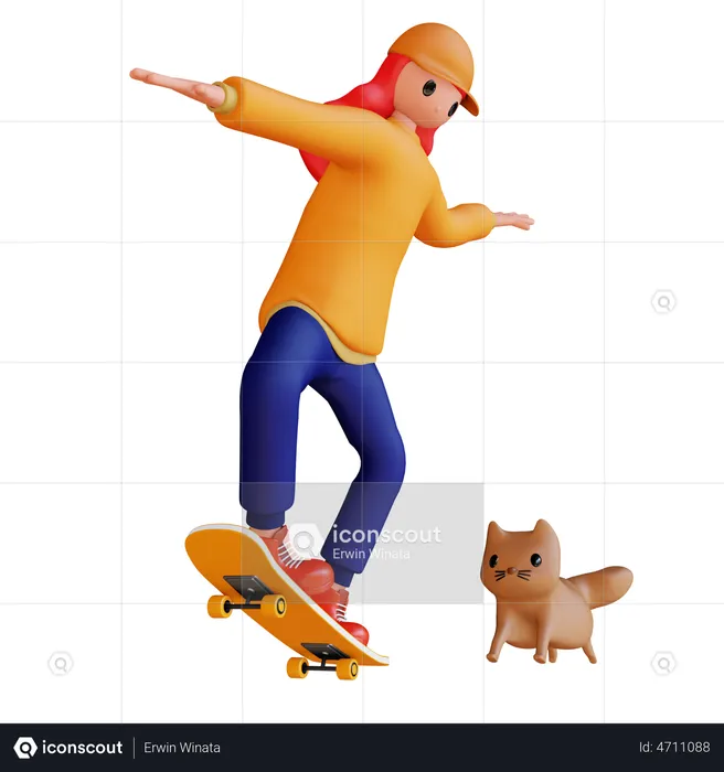 Fille faisant du patinage  3D Illustration