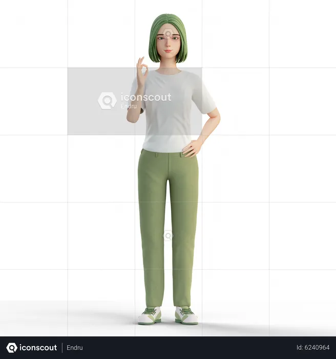 Fille montrant un super signe  3D Icon