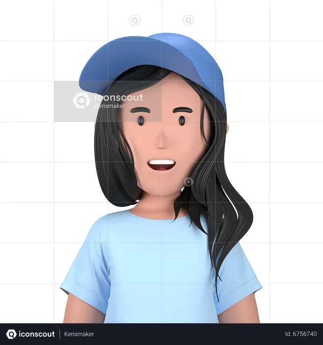 Fille portant un chapeau  3D Icon