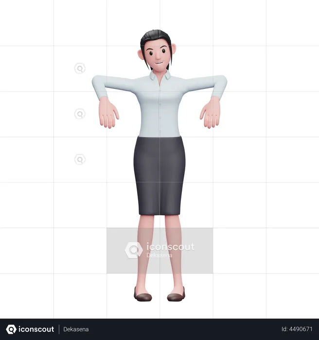 Fille portant une chemise longue et une jupe faisant une pose de marionnette  3D Illustration
