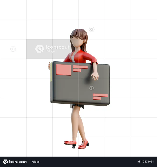 Fille portant une grande carte de crédit  3D Illustration