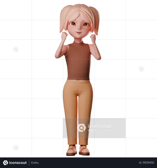 Fille se sentant heureuse  3D Illustration