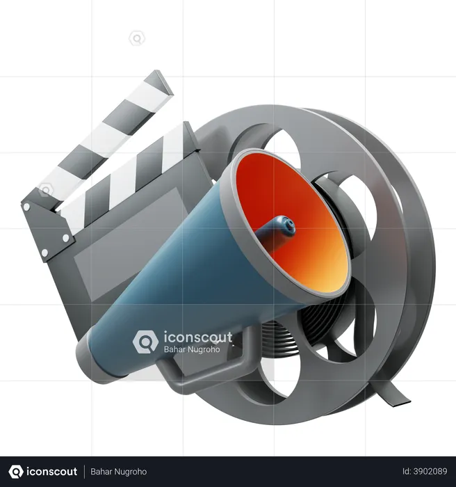 Film Promotion 3D Illustration Download In PNG, OBJ Or Blend Format