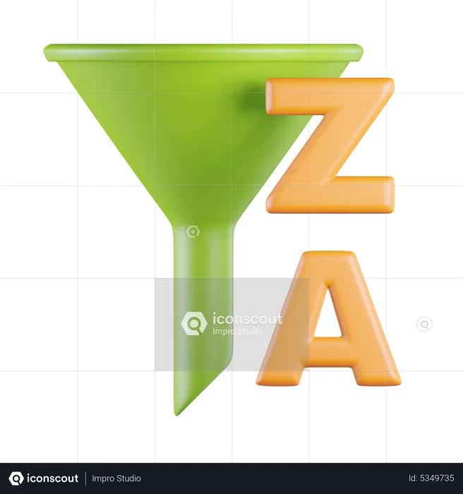 Filtre de tri vert Alphabet décroissant  3D Icon