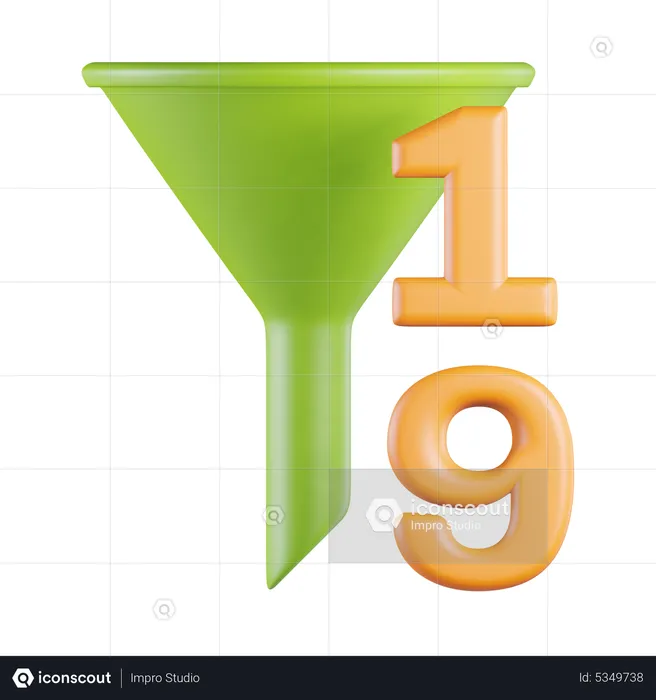 Filtro de clasificación verde Número ascendente  3D Icon