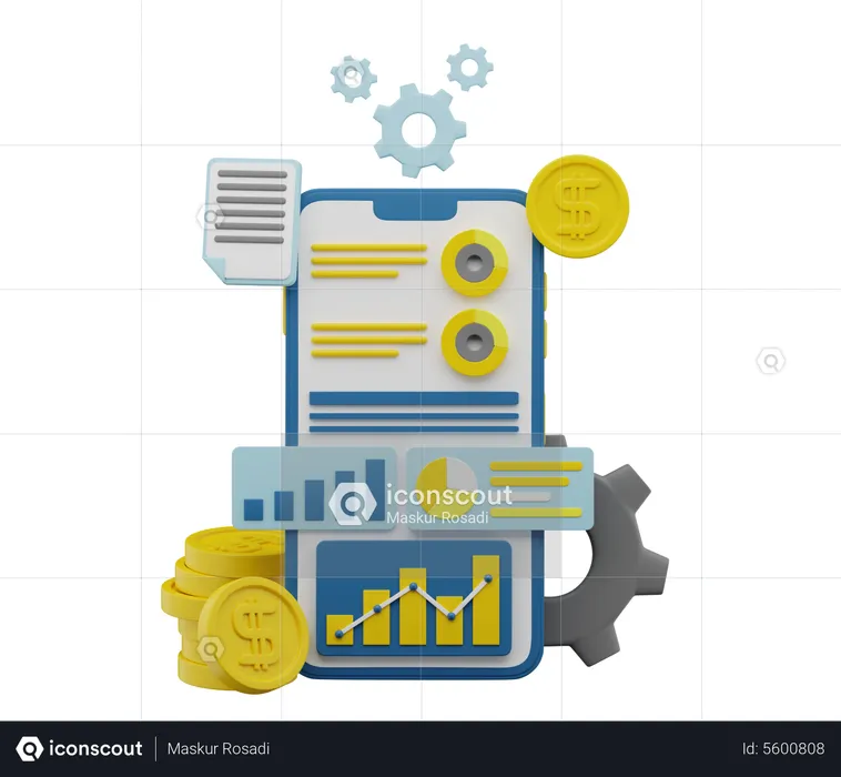 Finanças marketing digital  3D Illustration