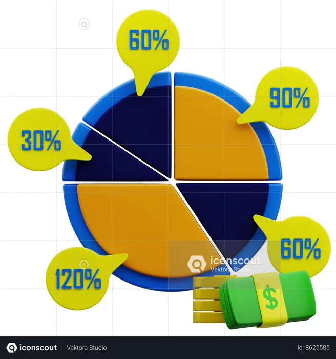 Finance And Banking Pie Chart  3D Icon