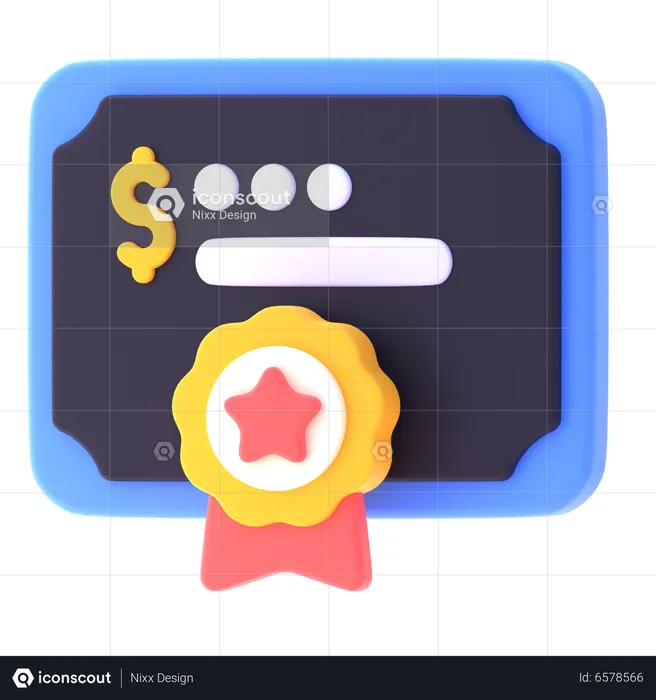 Finance Certificate  3D Icon