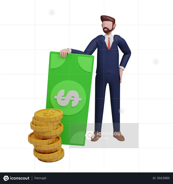 Financer holding money  3D Illustration