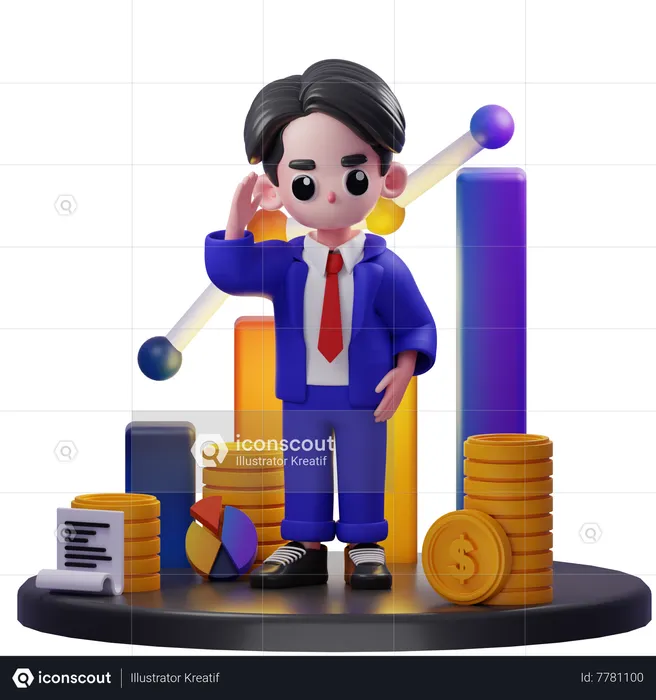 Financial Advisor Greeting Pose  3D Illustration