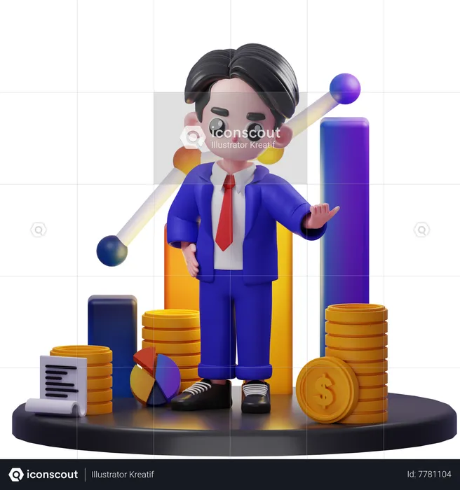 Financial Advisor Pointing Next  3D Illustration