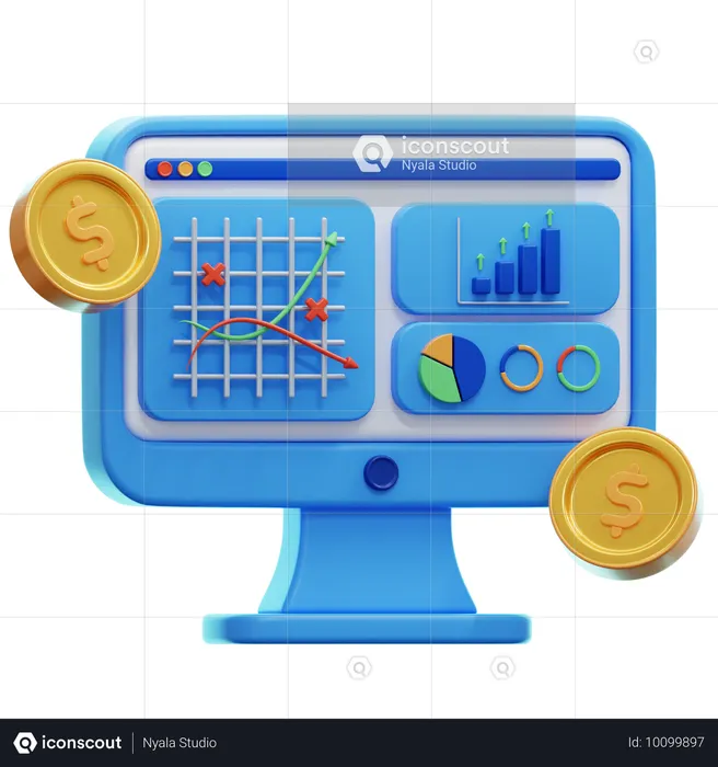 Financial Analysis 3D Illustration  3D Icon