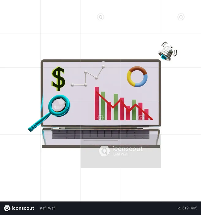 Financial Analysis Down  3D Icon