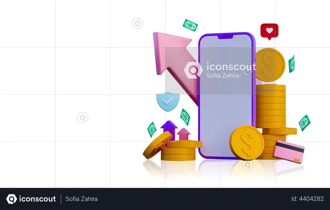 Financial App  3D Illustration