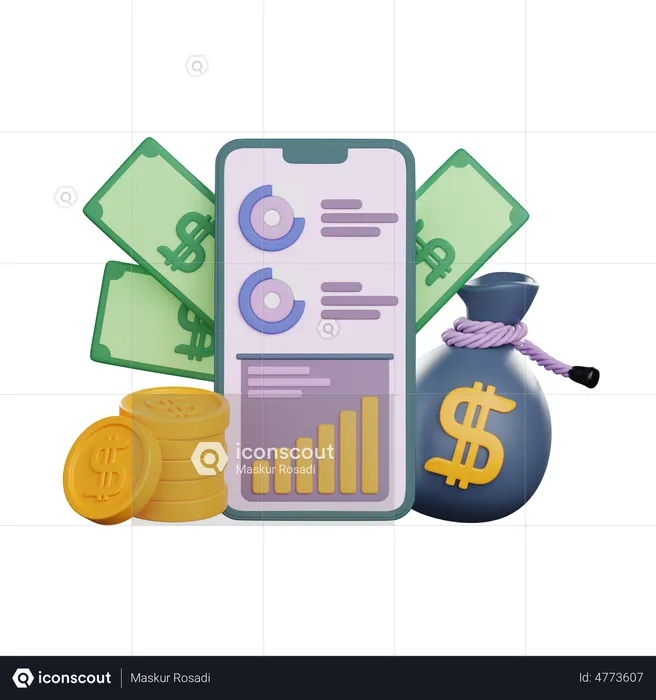 Financial App  3D Illustration