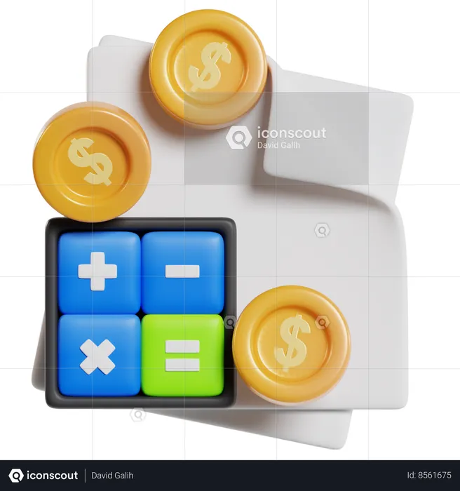 Financial Calculation Visualization  3D Icon