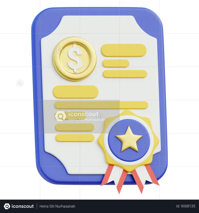 Financial Certificate  3D Icon