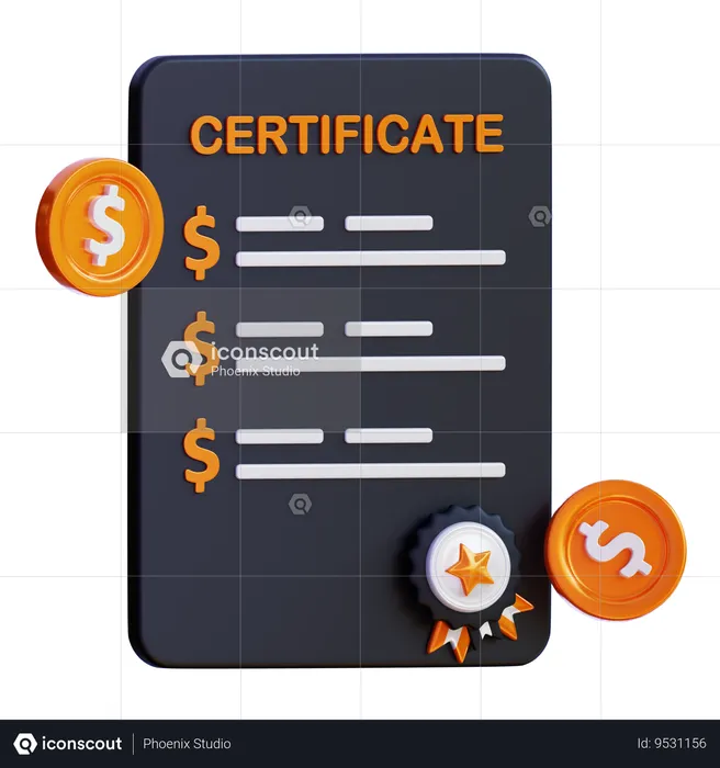 Financial Certificate  3D Icon