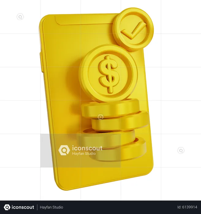 Financial Check On Mobile  3D Icon