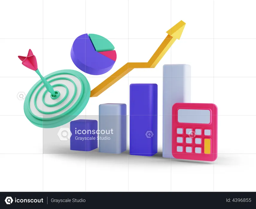 Financial Growth Calculation  3D Illustration