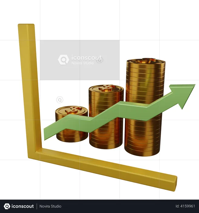 Financial Growth Chart  3D Illustration